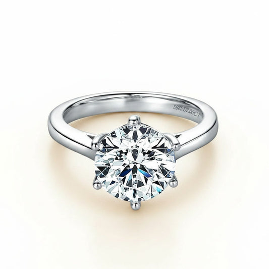 Moissanite Engagement Ring 2ct to 4ct Solitaire – D Color VVS1 – 925 Sterling Silver