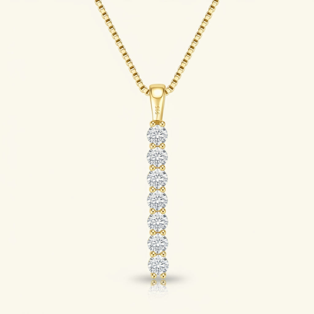Moissanite Necklace 2ct Bar Pendant – 925 Sterling Silver – Mayfair