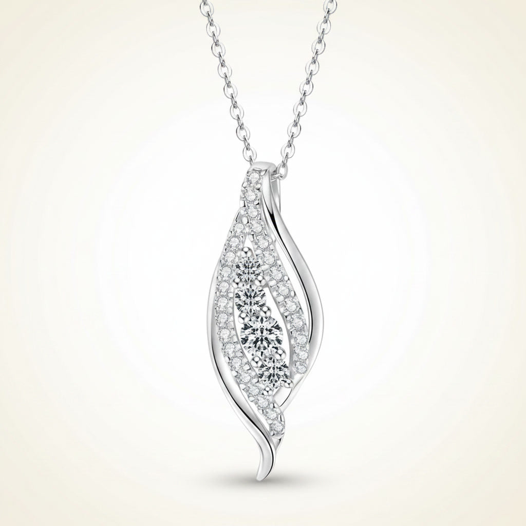 Moissanite Necklace 0.56ct Curve Pendant – D Color VVS1 – 925 Sterling Silver