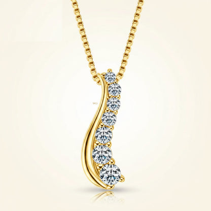 Mayfair Curved Moissanite Pendant Necklace - D Color VVS1 Arched Bib Design - 925 Silver | Macklo London