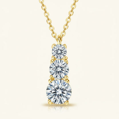 Moissanite Necklace 1.8ct Three Stone Pendant – 925 Sterling Silver – Kensington