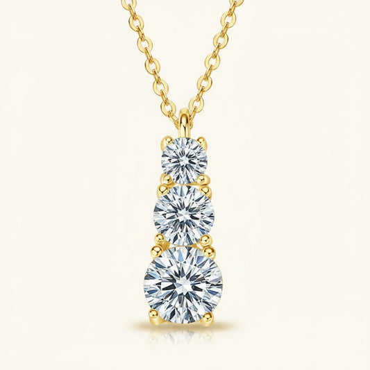 Moissanite 3 Stone Pendant Necklace 1.8ct – 925 Sterling Silver – The Kensington Trio | Macklo London