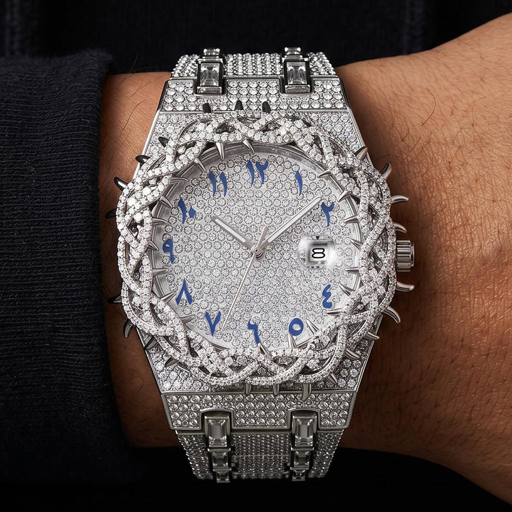 Iced Out Men's Watch – Full CZ Bling Luxury Quartz Watch with Date – Macklo London