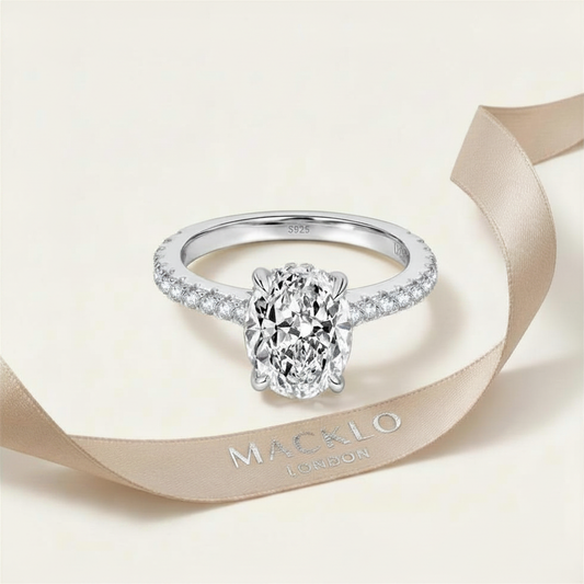 Moissanite Oval Eternity Band – 3ct D Color VVS1, 925 Sterling Silver – The Belgravia Eternity | Macklo London