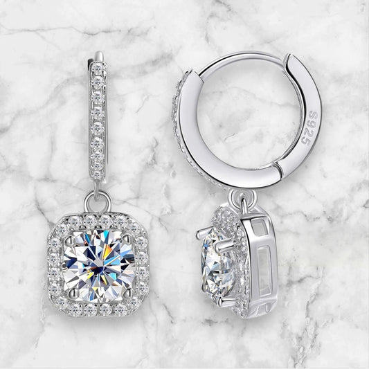 Aria Stud Earrings – 0.5ct  1ct  2ct  3ct Moissanite, 925 Silver, 18K Gold Plated, GRA Certified