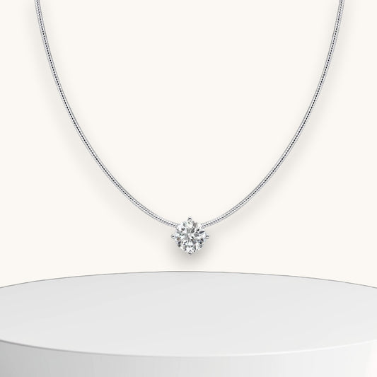 Lumina Pendant Necklace – 0.5ct / 1ct / 2ct Moissanite, 925 Silver, 18K Gold Plated, GRA Certified
