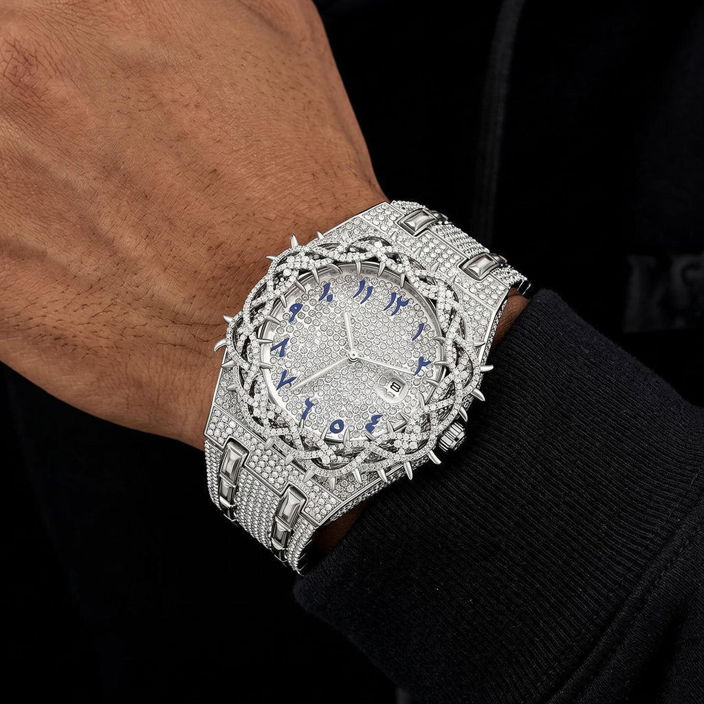 Iced Out Men's Watch – Full CZ Bling Luxury Quartz Watch with Date – Macklo London