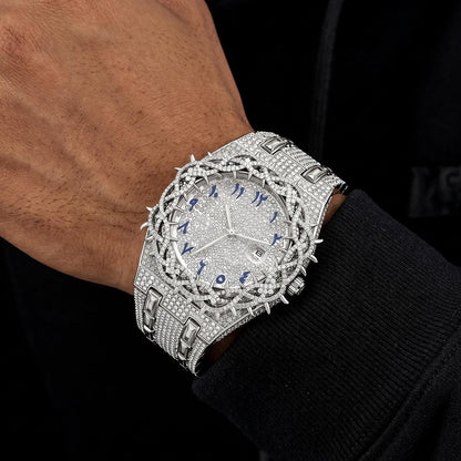Iced Out Men's Watch – Full CZ Bling Luxury Quartz Watch with Date – Macklo London