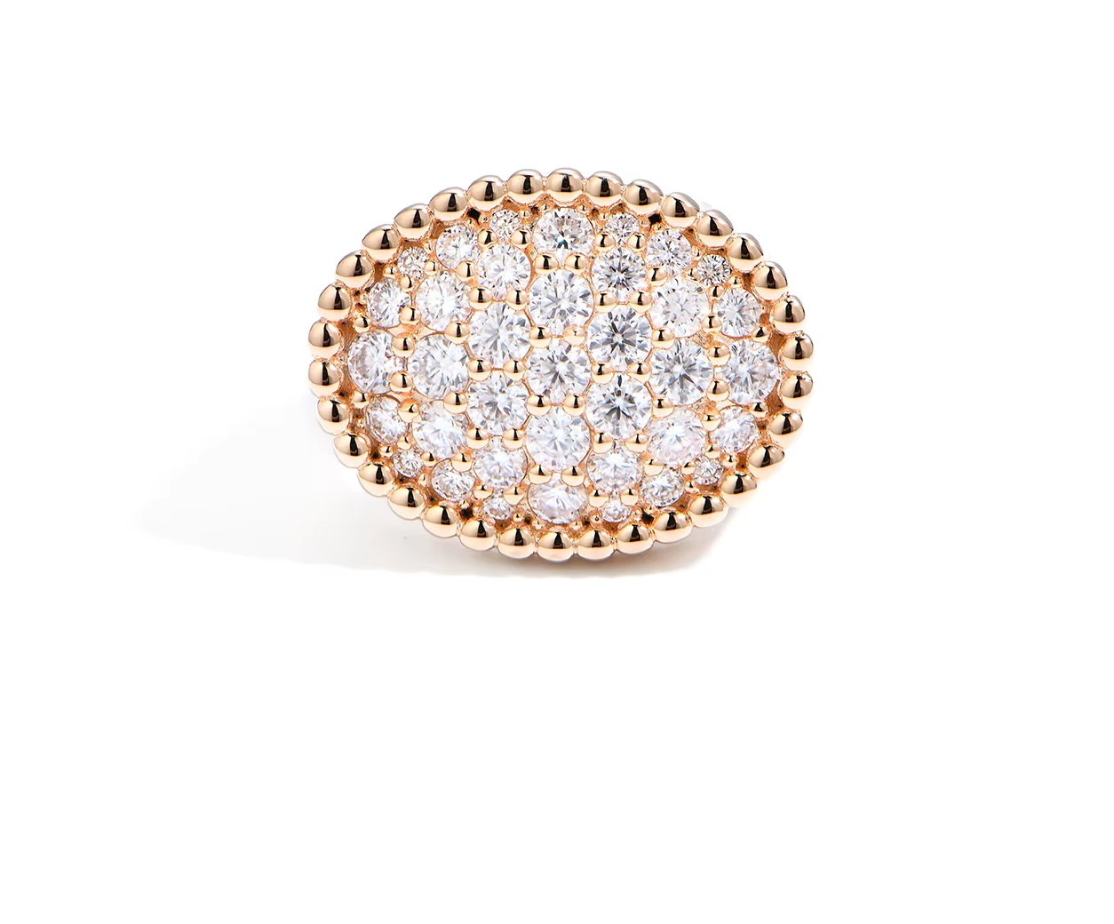 Moissanite Ring Rose Gold Pavé Dome 925 Sterling Silver D Color – The Mayfair Dome | Macklo London