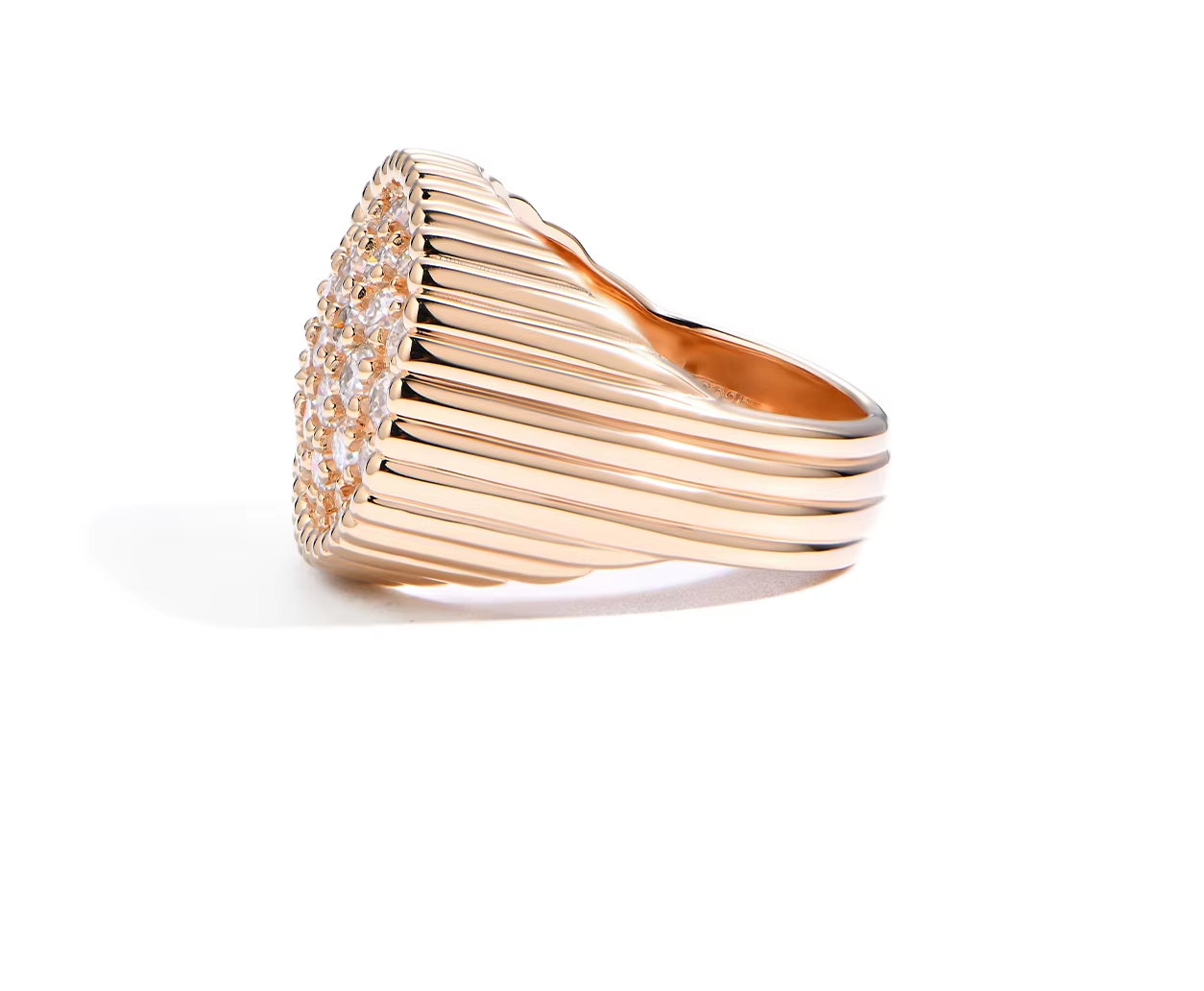 Moissanite Ring Rose Gold Pavé Dome 925 Sterling Silver D Color – The Mayfair Dome | Macklo London