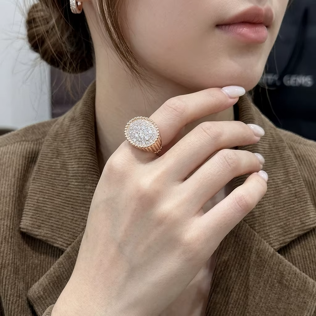 Moissanite Ring Rose Gold Pavé Dome 925 Sterling Silver D Color – The Mayfair Dome | Macklo London