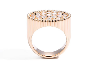 Moissanite Ring Rose Gold Pavé Dome 925 Sterling Silver D Color – The Mayfair Dome | Macklo London