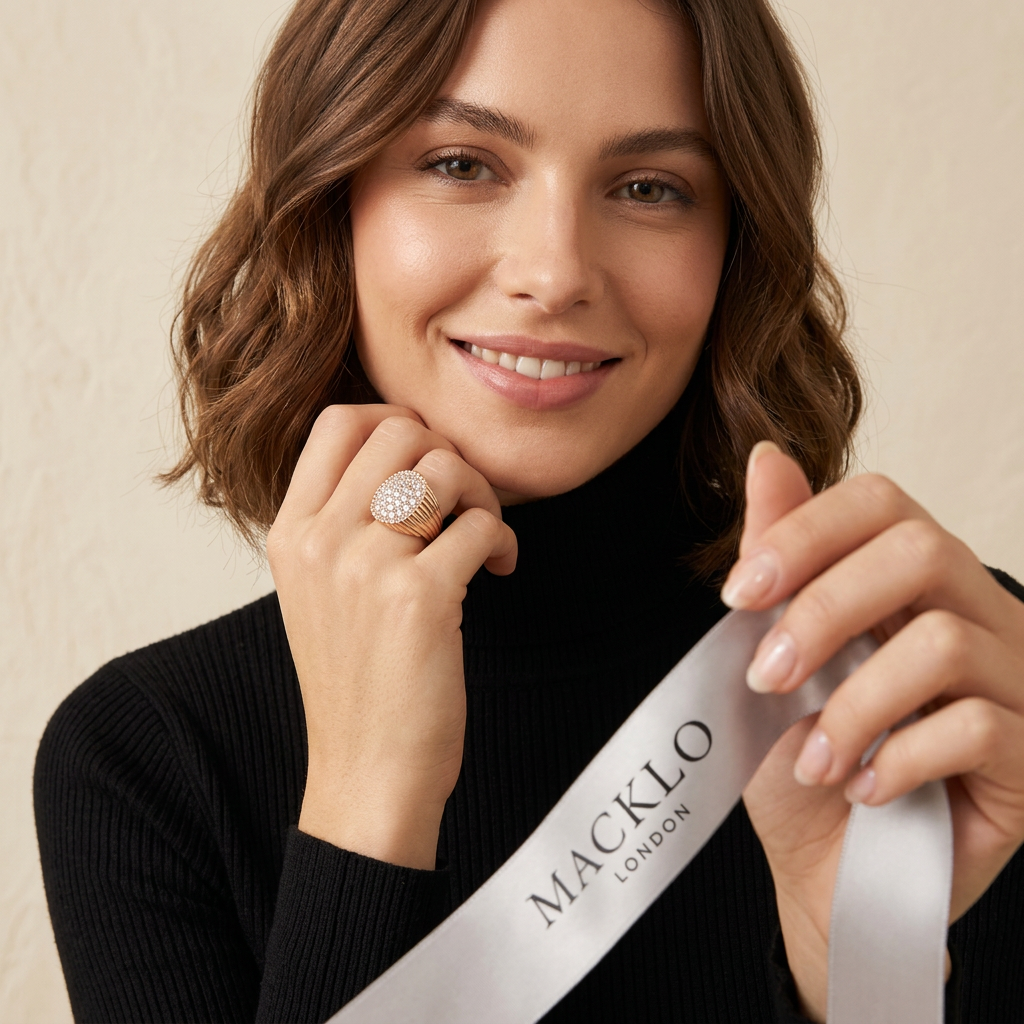 Moissanite Ring Rose Gold Pavé Dome 925 Sterling Silver D Color – The Mayfair Dome | Macklo London