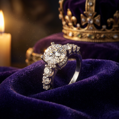 The Kensington Statement Ring – 2ct Moissanite, 925 Sterling Silver, 18K White Gold Plated | Macklo London
