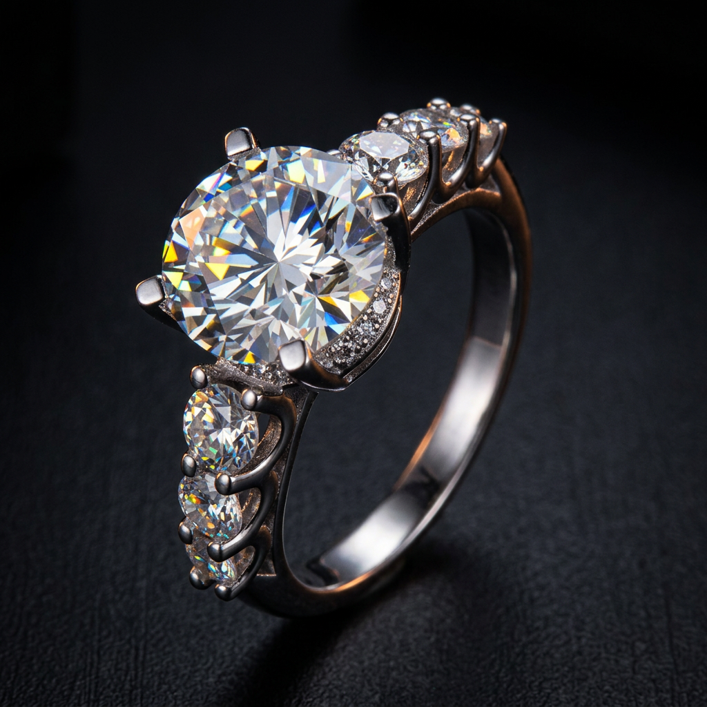 The Kensington Statement Ring – 2ct Moissanite, 925 Sterling Silver, 18K White Gold Plated | Macklo London
