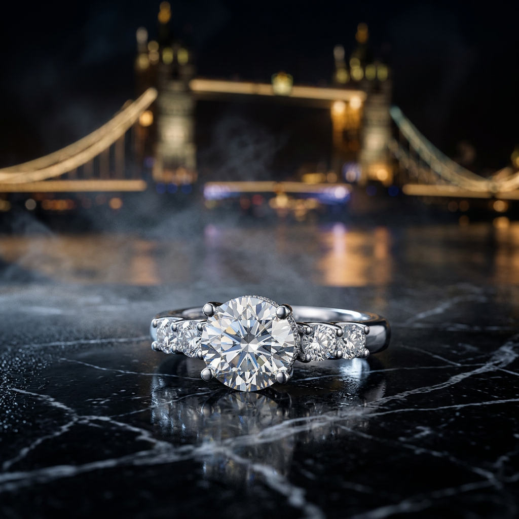 The Kensington Statement Ring – 2ct Moissanite, 925 Sterling Silver, 18K White Gold Plated | Macklo London