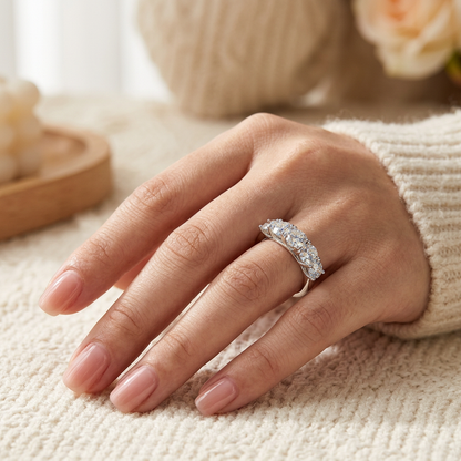 The Westminster Five Stone Moissanite Engagement Ring – 3.5ct D Color VVS1, 925 Sterling Silver | Macklo London