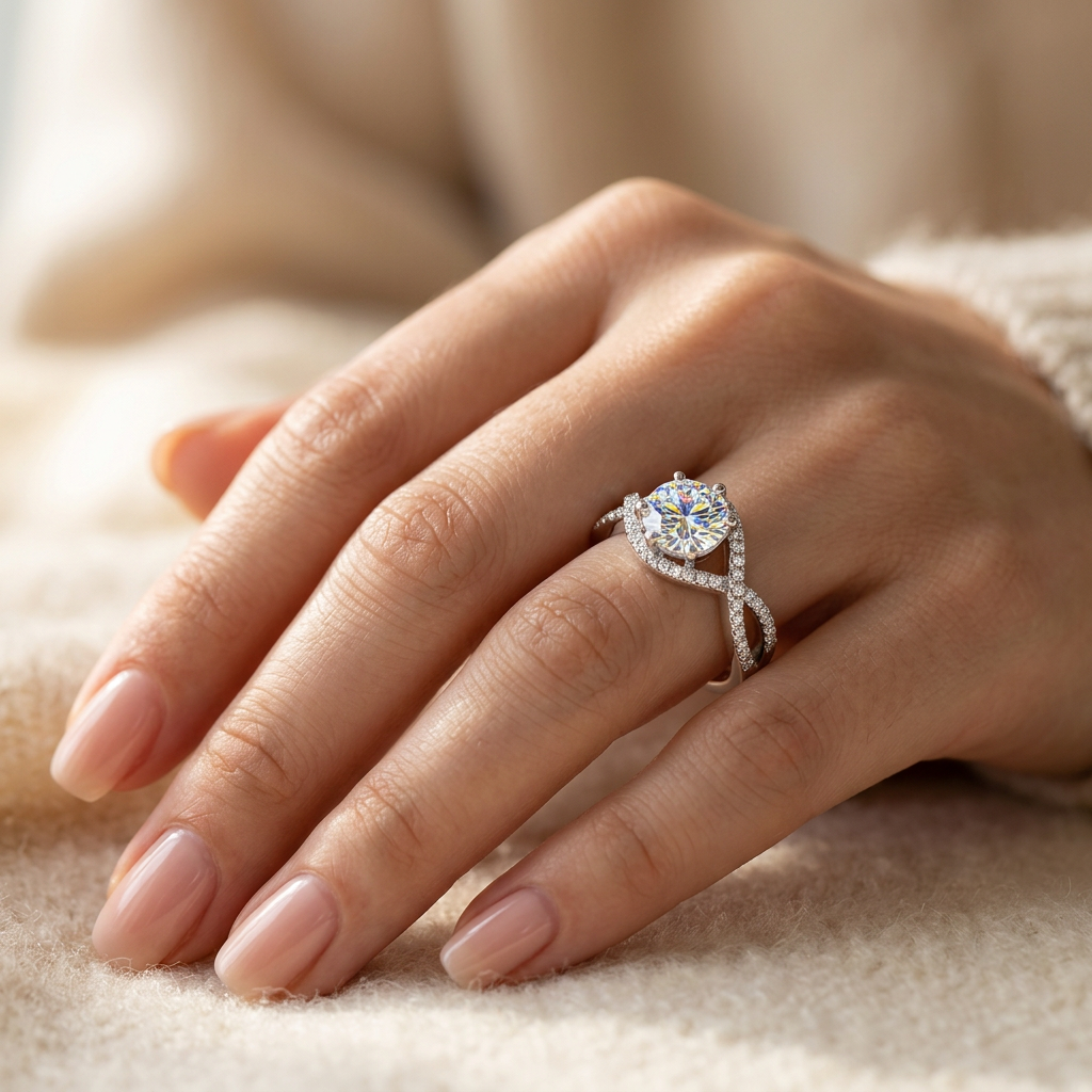 Moissanite Infinity Twist Engagement Ring – 1ct D Color VVS1, 925 Sterling Silver – The Belgravia Twist | Macklo London