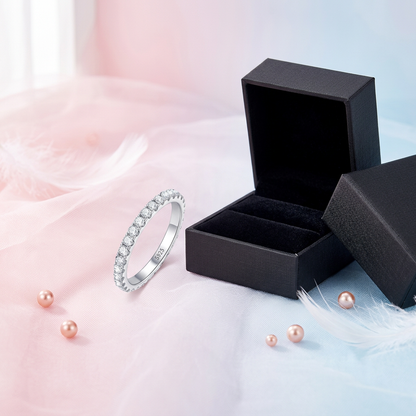 Moissanite Eternity Band 2mm Full Pavé – 925 Sterling Silver – The Belgravia Eternity | Macklo London