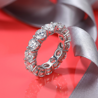 Moissanite Tennis Eternity Ring 5mm Full Pavé – 925 Sterling Silver Band – The Mayfair Tennis | Macklo London