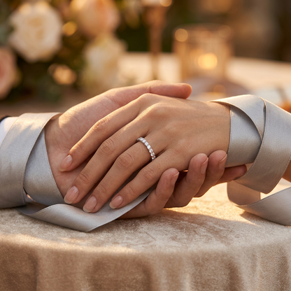 Moissanite Eternity Band 2mm Full Pavé – 925 Sterling Silver – The Belgravia Eternity | Macklo London