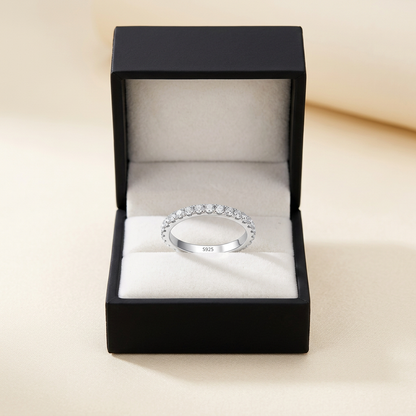 Moissanite Eternity Band 2mm Full Pavé – 925 Sterling Silver – The Belgravia Eternity | Macklo London