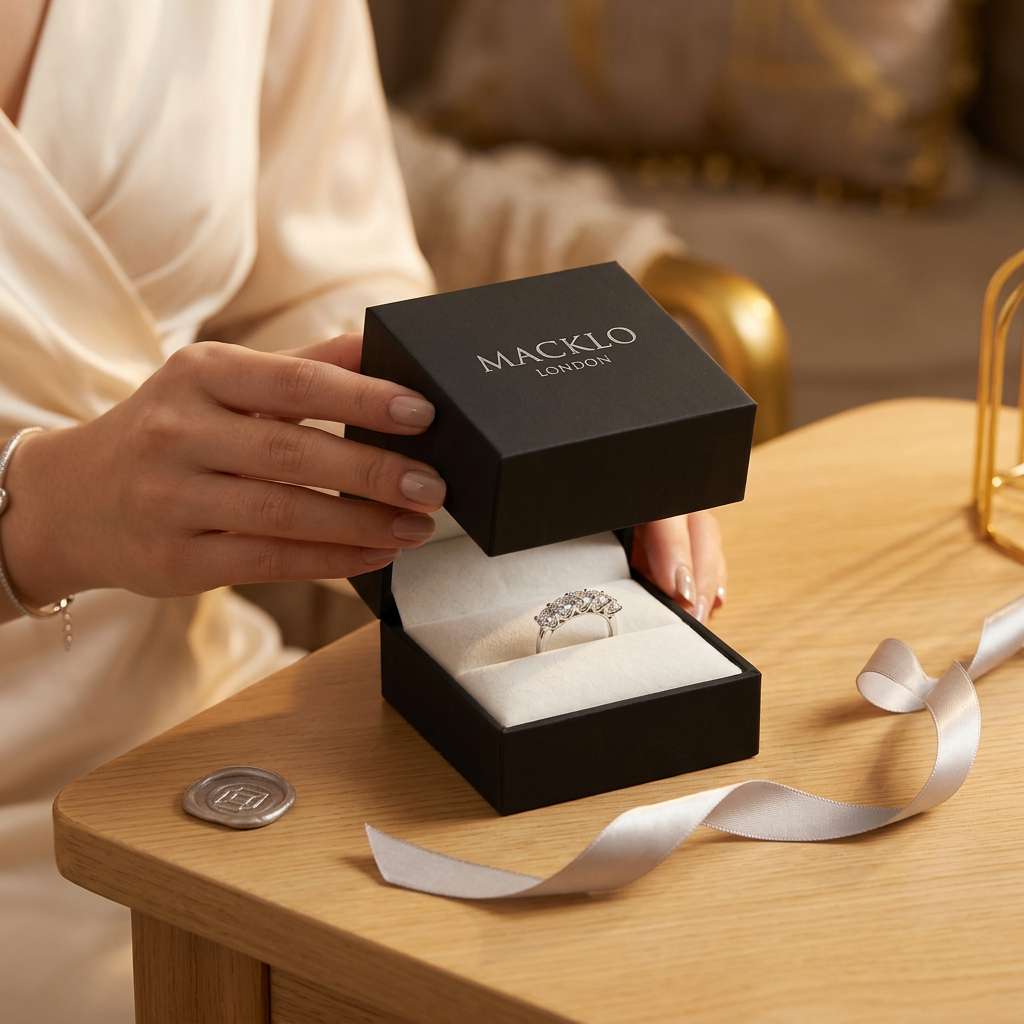 The Westminster Five Stone Moissanite Engagement Ring – 3.5ct D Color VVS1, 925 Sterling Silver | Macklo London