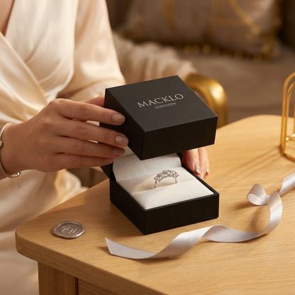 The Westminster Five Stone Moissanite Engagement Ring – 3.5ct D Color VVS1, 925 Sterling Silver | Macklo London