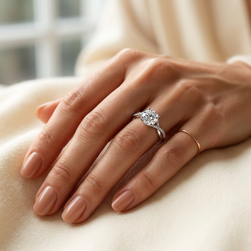 The Mayfair Twist Ring – 1ct Moissanite, 925 Sterling Silver, 18K White Gold Plated | Macklo London