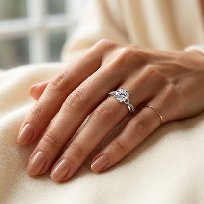 Moissanite Engagement Ring 1ct Twisted Pavé Band 925 Sterling Silver – The Mayfair Twist | Macklo London