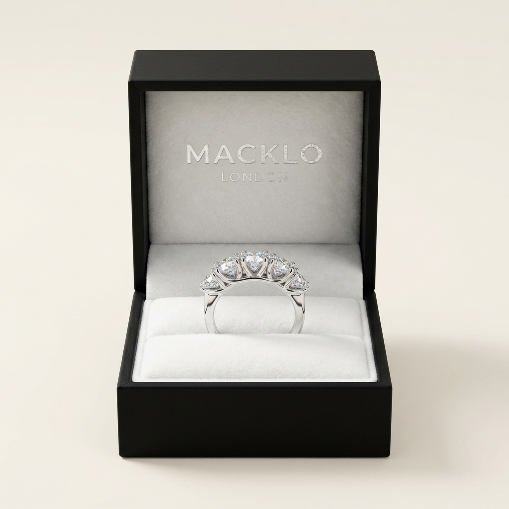 The Westminster Five Stone Moissanite Engagement Ring – 3.5ct D Color VVS1, 925 Sterling Silver | Macklo London