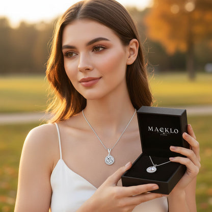 Moissanite Halo Pendant Necklace – 1ct to 3ct D Color VVS1, 925 Sterling Silver – The Kensington Halo | Macklo London