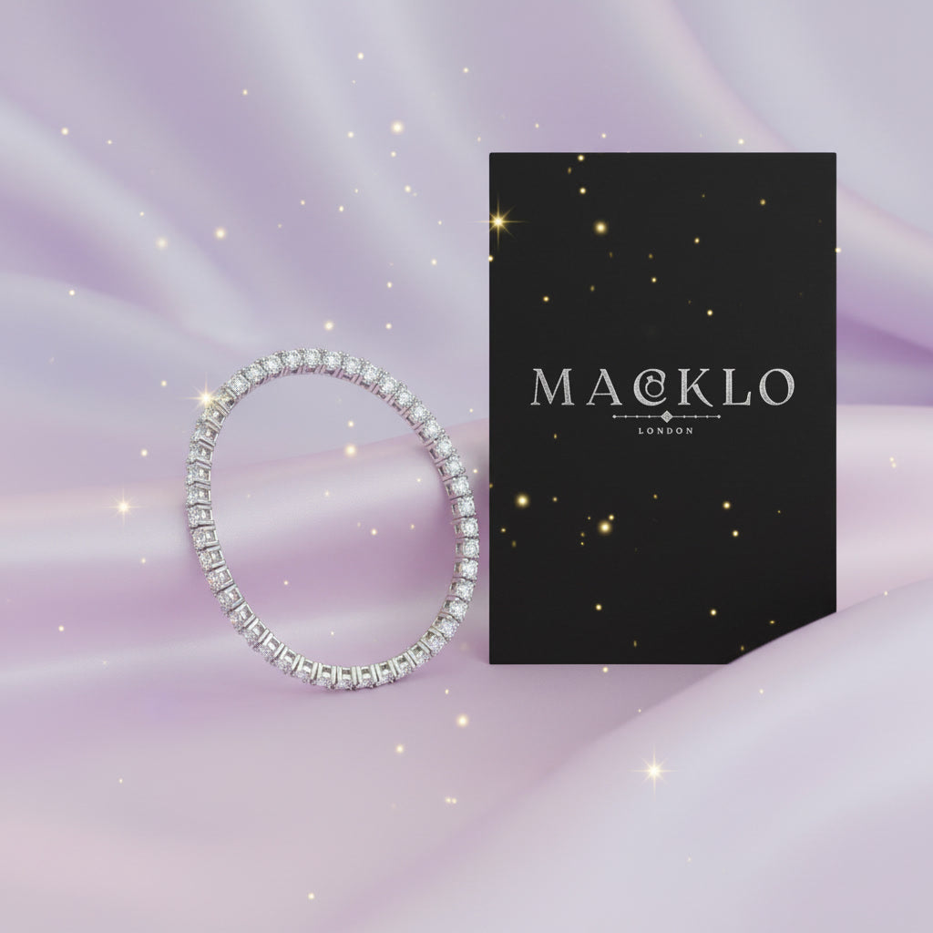 Moissanite Tennis Chain Bracelet 5.6ct 3mm – 14K Gold Plated 925 Silver – The Mayfair Tennis Chain | Macklo London