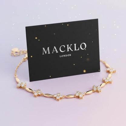 Moissanite Flower Charm Bracelet – 0.5ct 14K Gold Plated, 925 Sterling Silver – The Mayfair Flower | Macklo London