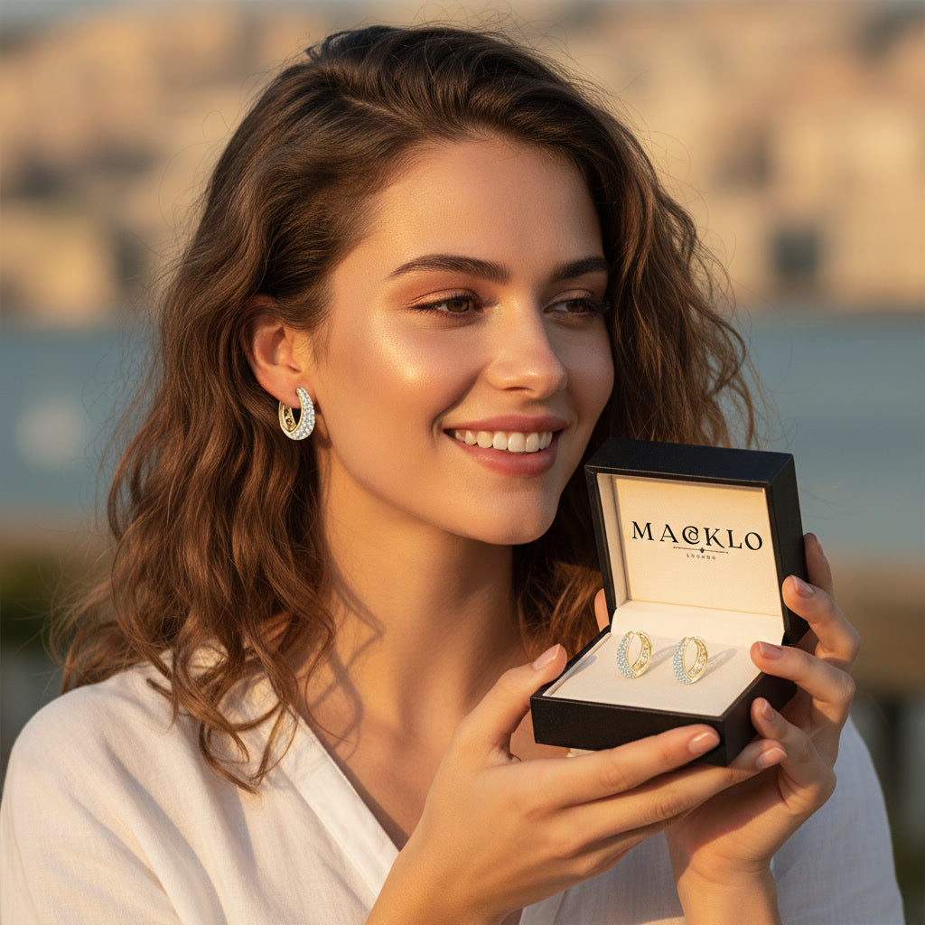 Moissanite Hollow Hoop Earrings – 2ct D Color VVS1, 925 Sterling Silver – The Mayfair Hollow | Macklo London