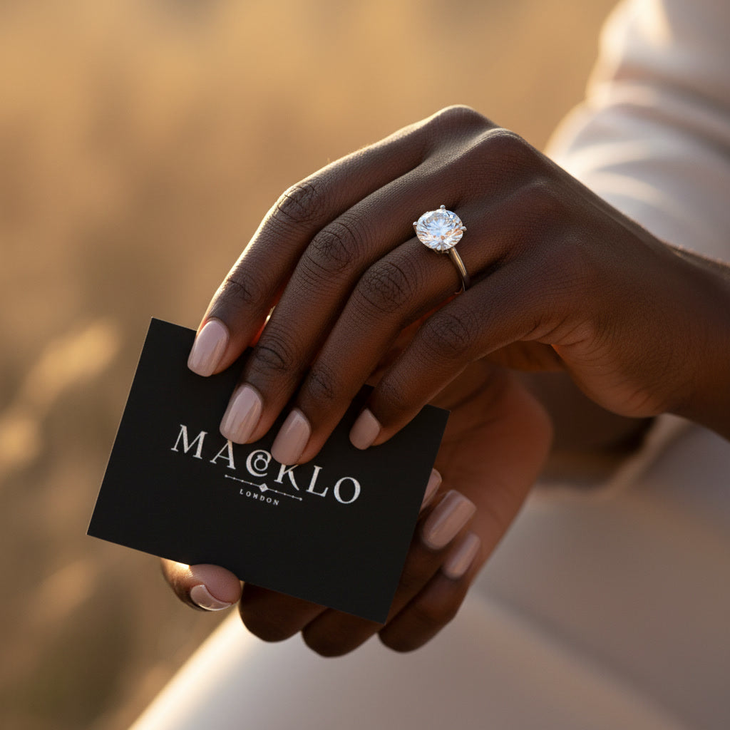Moissanite Solitaire Ring – 2ct to 4ct D Color VVS1, 925 Sterling Silver – The Kensington Solitaire | Macklo London