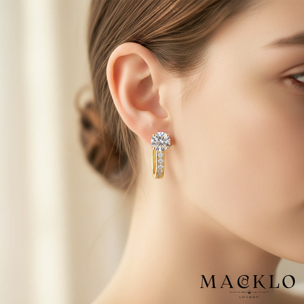 Moissanite U-Shaped Hoop Earrings 2ct D Color VVS1 – 925 Sterling Silver – The Mayfair U Hoops | Macklo London