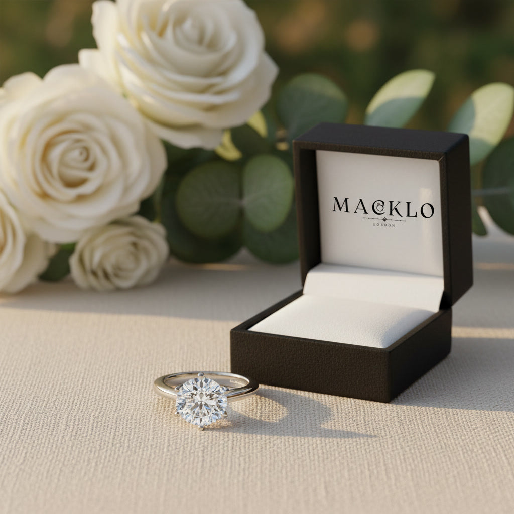 Moissanite Solitaire Ring – 2ct to 4ct D Color VVS1, 925 Sterling Silver – The Kensington Solitaire | Macklo London