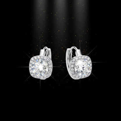 Moissanite Halo Hoop Earrings 2.18ct D Color VVS1 – 925 Sterling Silver – The Kensington Halo Hoops | Macklo London