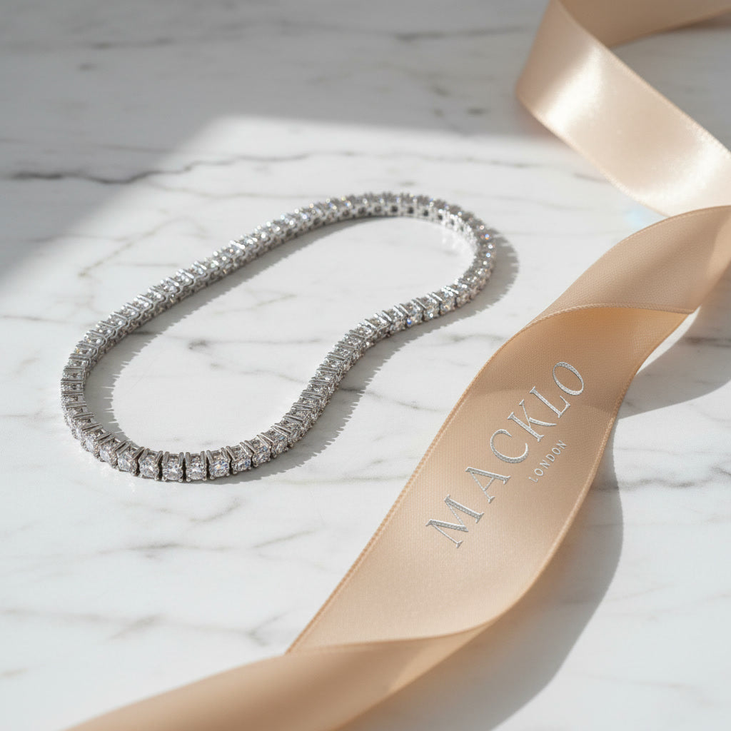 Moissanite Tennis Chain Bracelet 5.6ct 3mm – 14K Gold Plated 925 Silver – The Mayfair Tennis Chain | Macklo London
