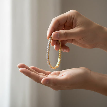 Moissanite Tennis Chain Bracelet 5.6ct 3mm – 14K Gold Plated 925 Silver – The Mayfair Tennis Chain | Macklo London