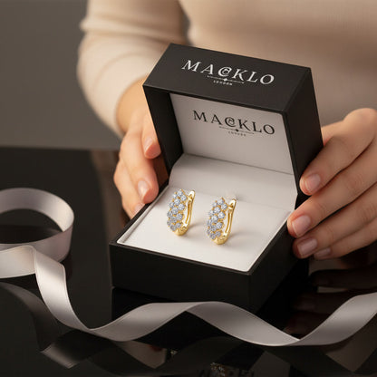 Moissanite Cluster Huggie Earrings – 1.7ct 3-Row D Color VVS1, 925 Sterling Silver – The Mayfair Cluster | Macklo London