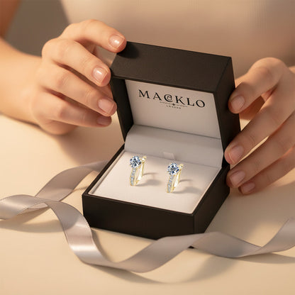 Moissanite U-Shaped Hoop Earrings 2ct D Color VVS1 – 925 Sterling Silver – The Mayfair U Hoops | Macklo London