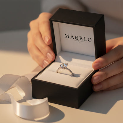Moissanite Hidden Halo Ring 2ct 8mm D Color VVS1 – 925 Sterling Silver – The Kensington Crown | Macklo London
