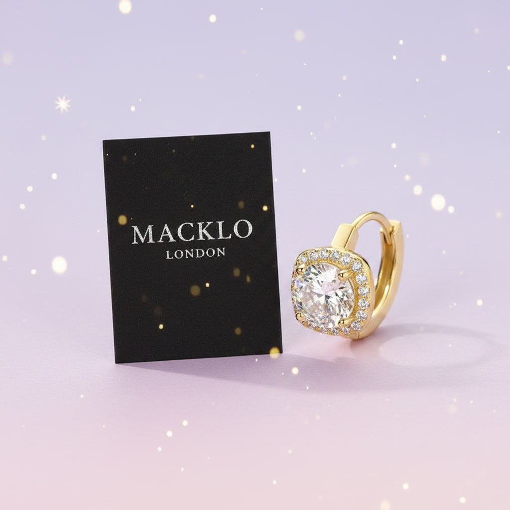 Moissanite Halo Hoop Earrings 2.18ct D Color VVS1 – 925 Sterling Silver – The Kensington Halo Hoops | Macklo London