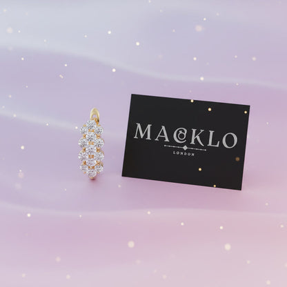 Moissanite Cluster Huggie Earrings – 1.7ct 3-Row D Color VVS1, 925 Sterling Silver – The Mayfair Cluster | Macklo London