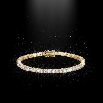 Moissanite Tennis Chain Bracelet 5.6ct 3mm – 14K Gold Plated 925 Silver – The Mayfair Tennis Chain | Macklo London