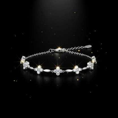Moissanite Flower Charm Bracelet – 0.5ct 14K Gold Plated, 925 Sterling Silver – The Mayfair Flower | Macklo London