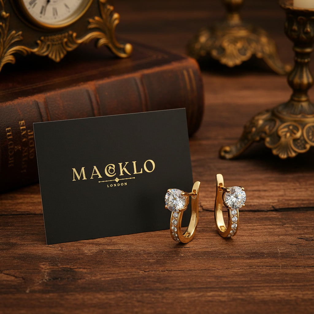 Moissanite U-Shaped Hoop Earrings 2ct D Color VVS1 – 925 Sterling Silver – The Mayfair U Hoops | Macklo London