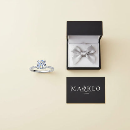 Moissanite Hidden Halo Ring 2ct 8mm D Color VVS1 – 925 Sterling Silver – The Kensington Crown | Macklo London